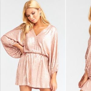 MUMU Genevieve Mini Rose Gold Sequin Dress